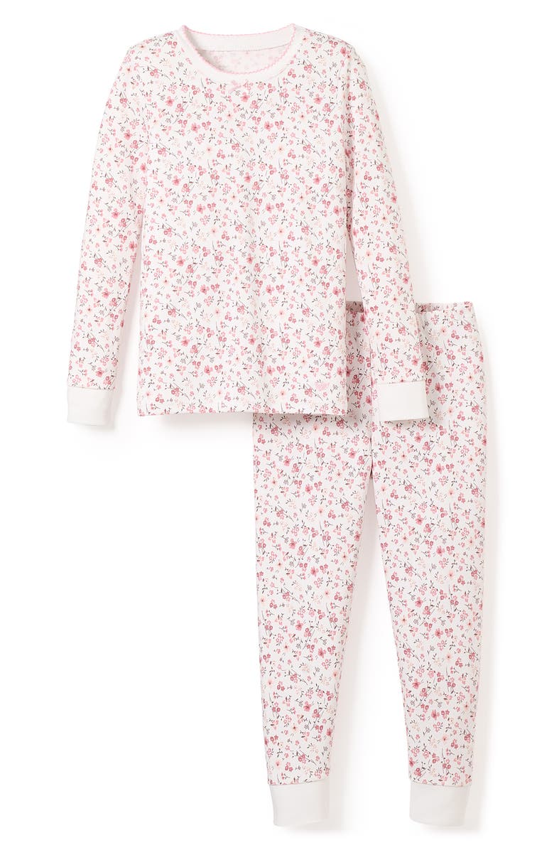Petite Plume Kids' Dorset Floral Fitted Two-Piece Pajamas, Main, color, Pink
