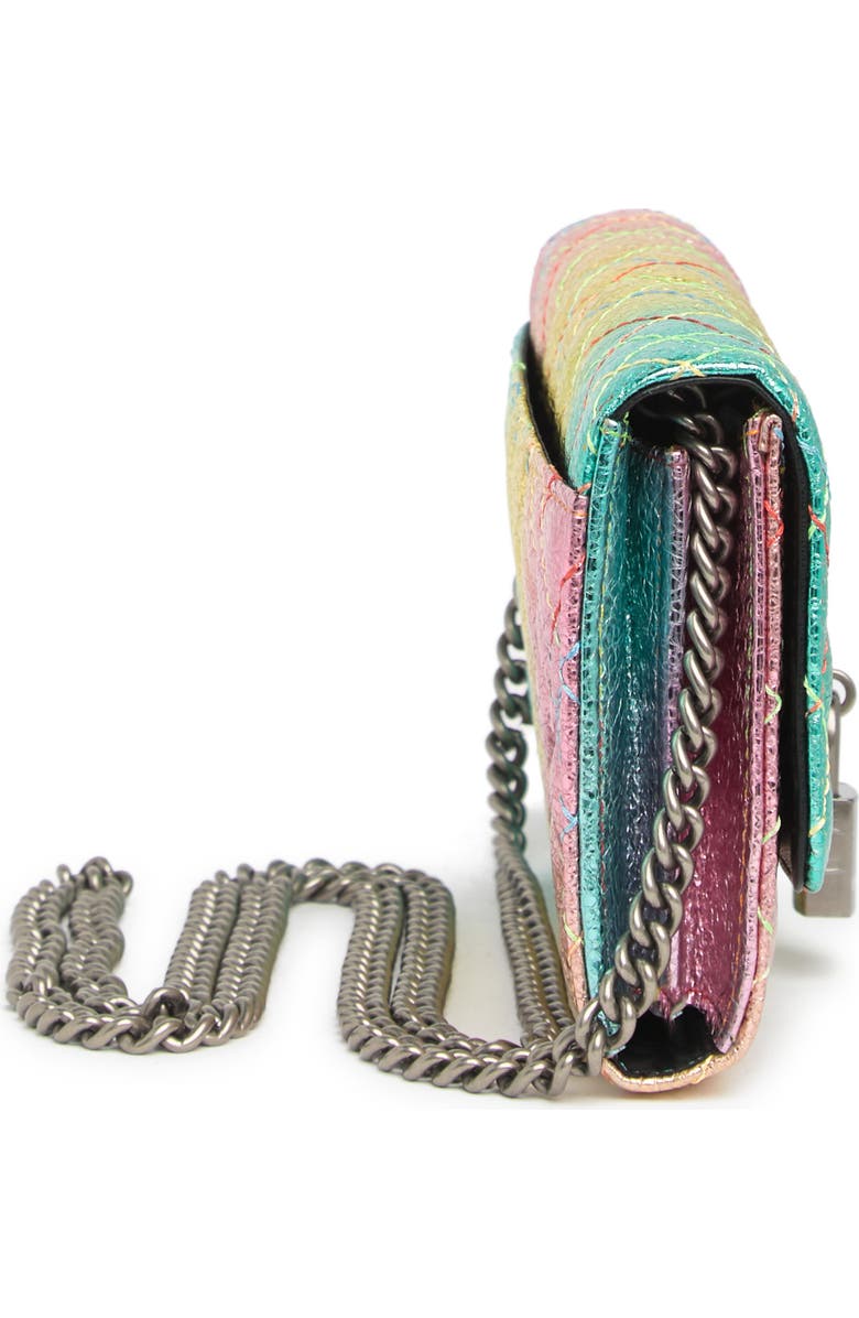 Kurt Geiger London Brixton Metallic Leather Wallet on Chain, Alternate, color,