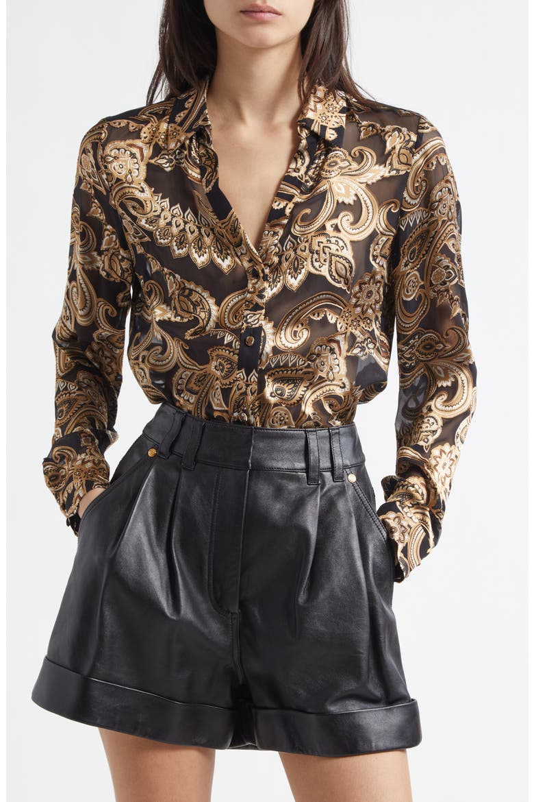 Eloise Paisley Woven Shirt, Main, color, SPRING PAISLEY BLACK