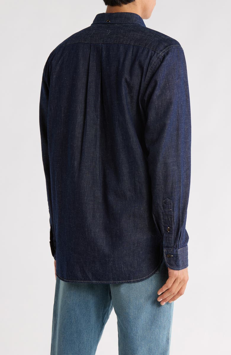 BUCK MASON Nep Denim Button-Down Shirt, Alternate, color, Navy