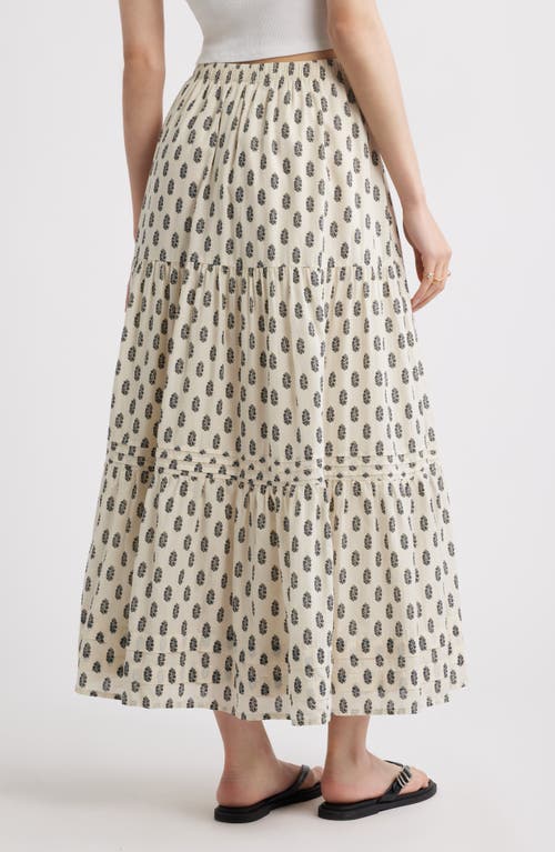 Treasure & Bond Tiered Maxi Skirt In Ivory- Olive Block Floral