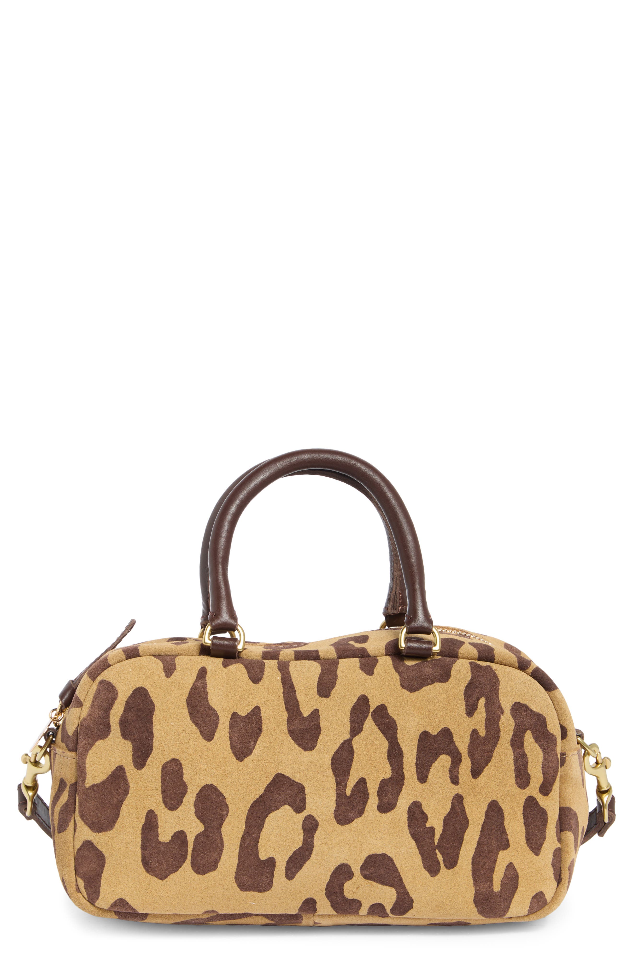 Clare V. Petite Claudine Suede Crossbody Bag, Main, color, Lark/ Brown