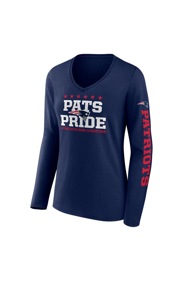 FANATICS Women's Fanatics Branded Navy New England Patriots Hometown Sweep Long Sleeve V-Neck T-Shirt, Alternate, color, Navy