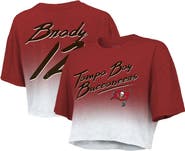 Majestic Threads Women's Majestic Threads Tom Brady Red/White Tampa Bay Buccaneers Drip-Dye Player Name & Number Tri-Blend Crop T-Shirt