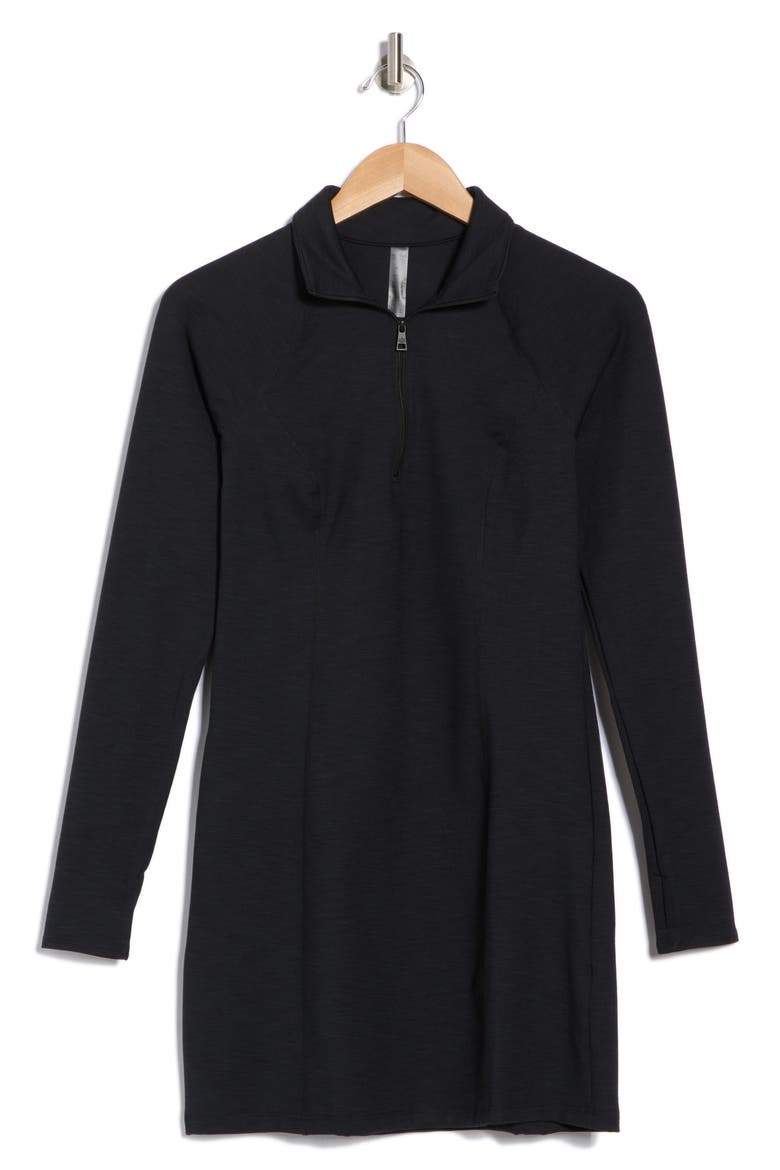 Westside Long Sleeve Ribbed Minidress, Alternate, color, BLACK HEATHER