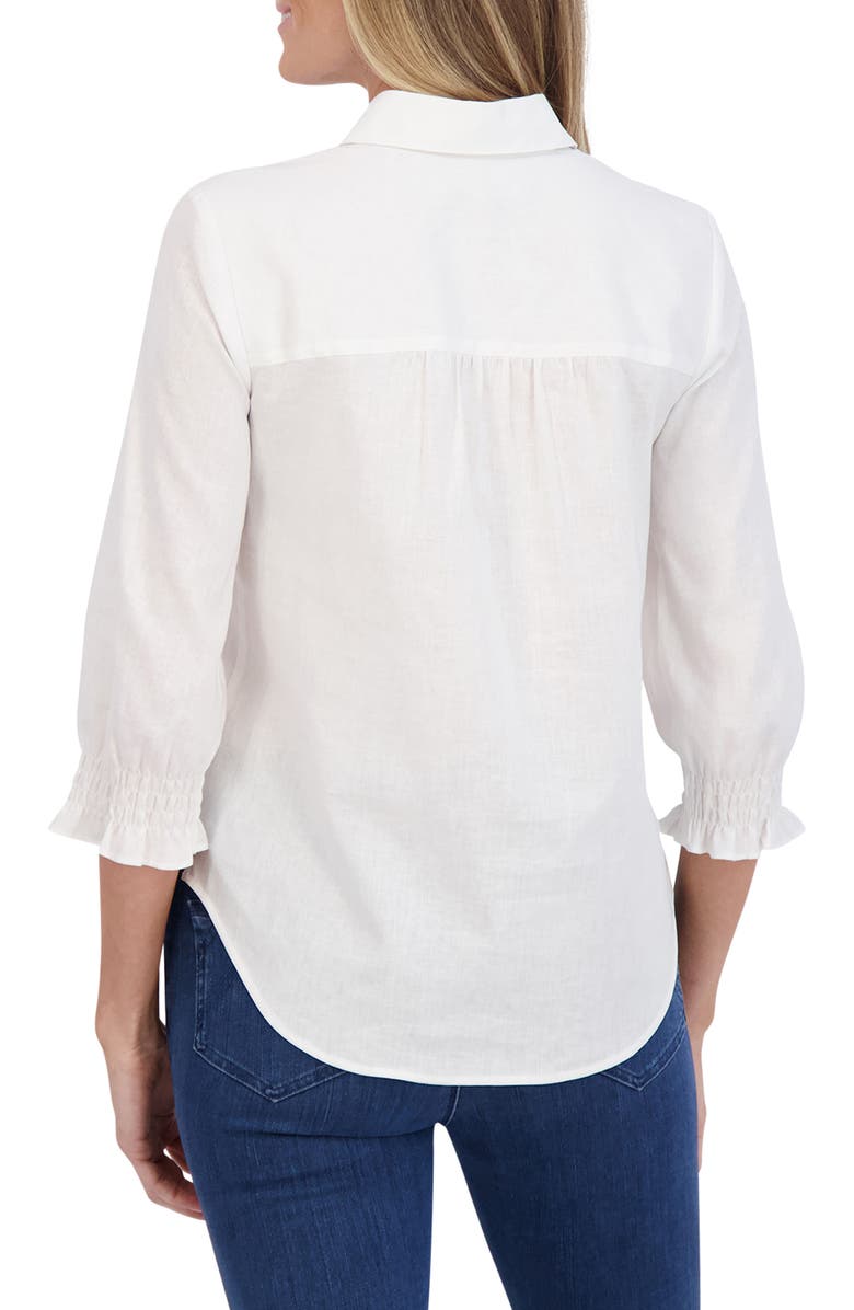 Foxcroft Olivia Hidden Placket Linen Blend Top, Alternate, color, 