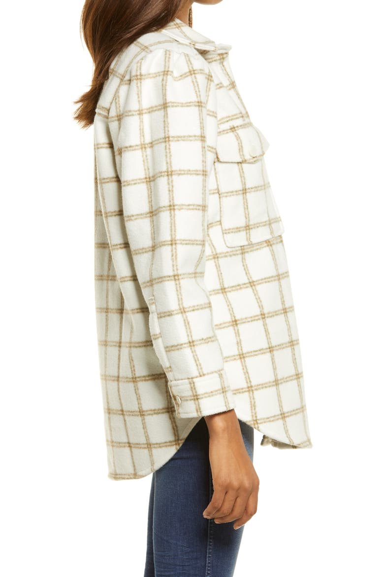 Plaid Puff Sleeve Shirt Jacket, Alternate, color, IVORY CARSONPANE