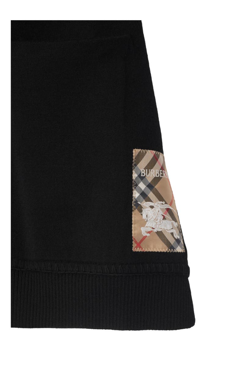 Burberry Check Label Wool Blend Cape, Alternate, color, Black