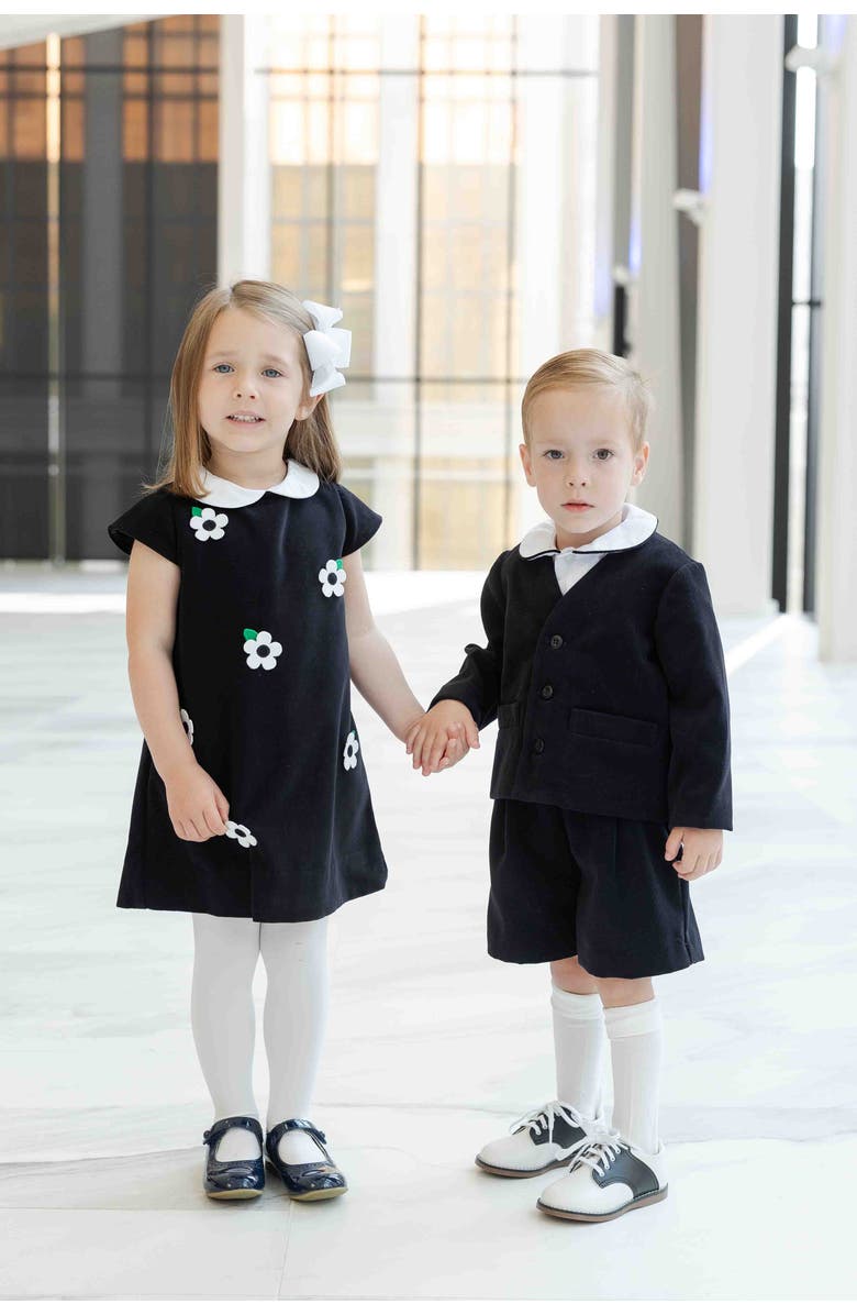 Florence Eiseman Velvet Dress With Flowers, Alternate, color, Black