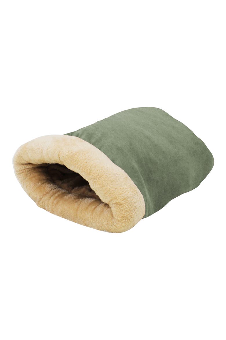 Covered Cat & Dog Burrow Bed, Main, color, SAGE GREEN