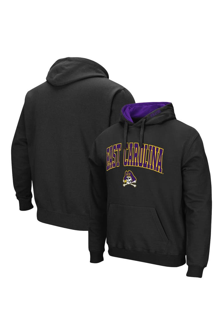 Men's Colosseum Black ECU Pirates Arch and Logo Pullover Hoodie, Main, color, Black