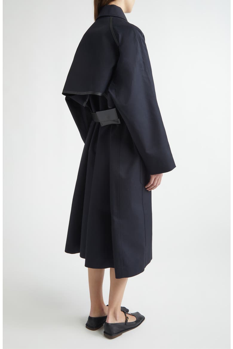 Discrete Virgin Wool Gabardine Trench Coat, Alternate, color, MIDNIGHT NOIR
