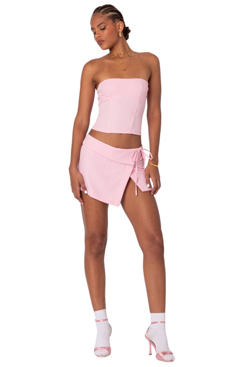 EDIKTED Selena Asymmetric Wrap Miniskirt, Alternate, color, Pink