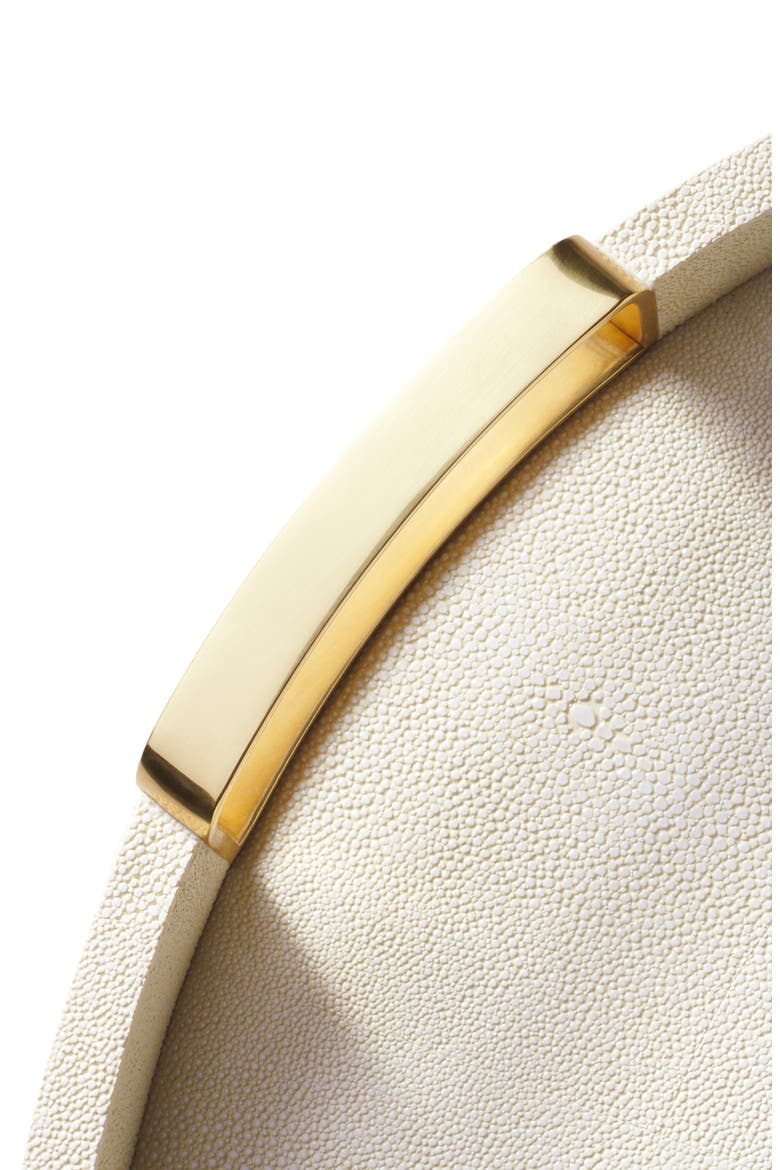 Large Round Shagreen Tray, Alternate, color, CREAM