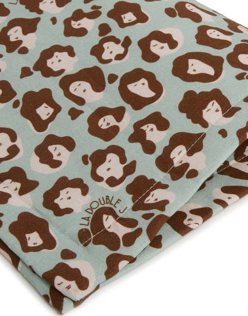 La Doublej Placemats Set Of 2 (35x45) Lady Leopard Acqua Acquamarin In Lady Leopard Acqua Acquamarin