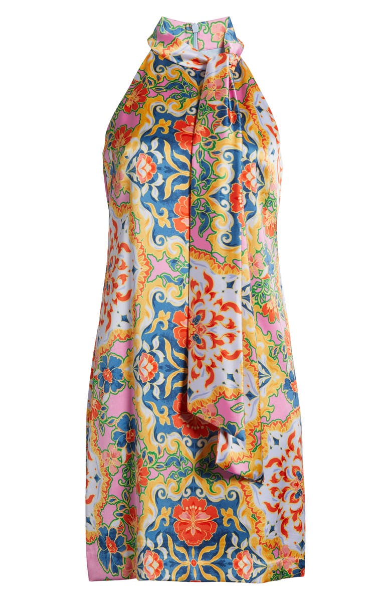Vince Camuto Mixed Print Scarf Detail Satin Dress, Alternate, color,