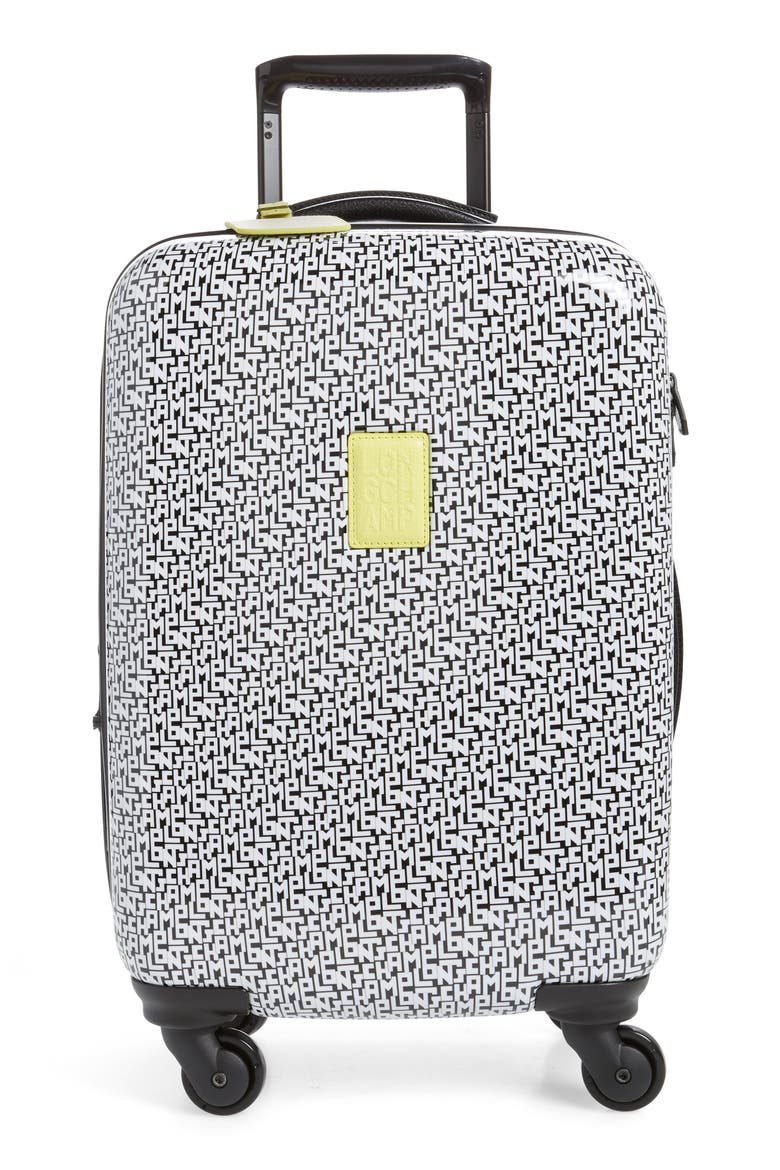Cuir LGP 18-Inch Rolling Spinner Carry-On, Main, color, BLACK/ WHITE