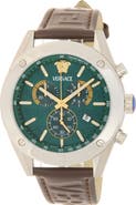 Versace Athletic Chrono Leather Strap Watch, 44mm