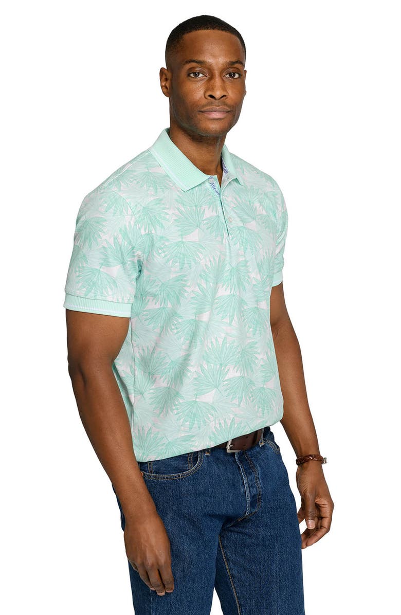 CONSTRUCT Slim Fit Leaf Polo Short Sleeve Shirt, Alternate, color, Mint
