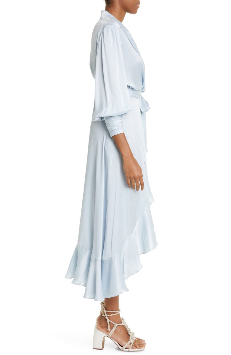 Zimmermann Long Sleeve Asymmetric Silk Wrap Dress, Alternate, color, 
