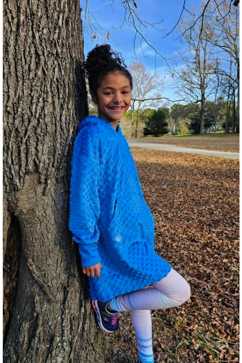 Minky Bubble Oversized Hoodie Big Kid, Alternate, color, Blue
