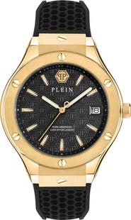 PHILIPP PLEIN Plein Underdog Black Dial Silicone Strap Watch, 44mm