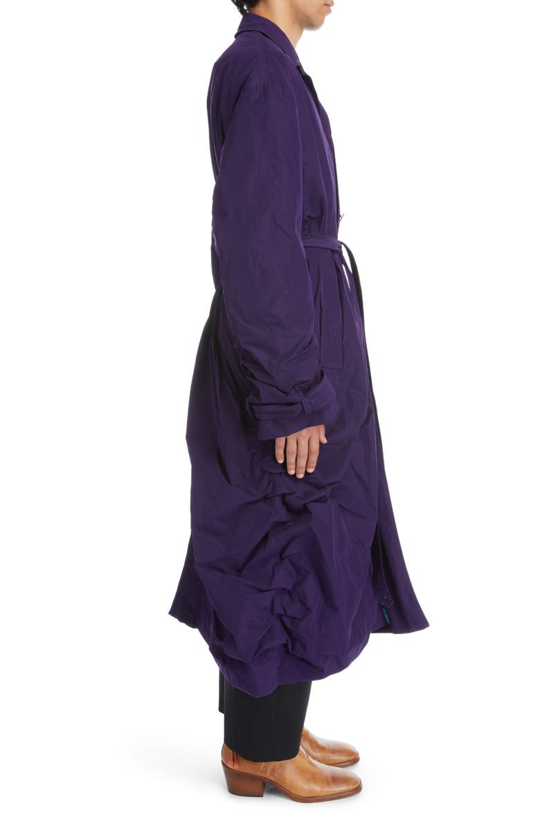 Acne Studios Ruched Satin Trench Coat, Alternate, color,