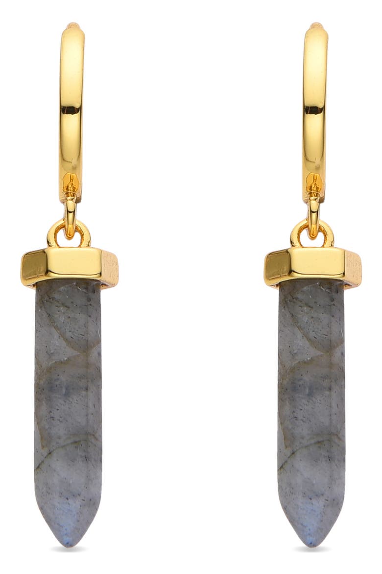 Labradorite Dangle Hoop Earrings, Alternate, color, GOLD