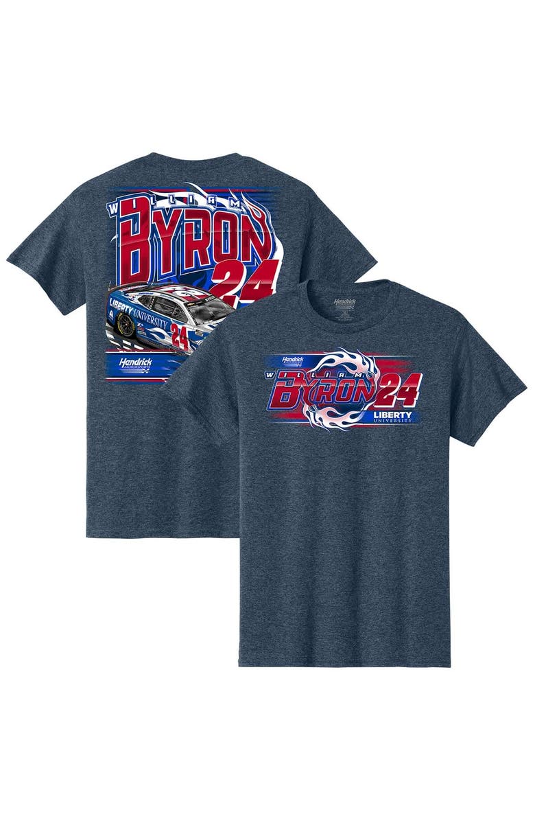 HENDRICK MOTORSPORTS TEAM COLLECTION Men's Hendrick Motorsports Team Collection  Heather Navy William Byron Liberty University Car T-Shirt, Alternate, color, Heather Navy