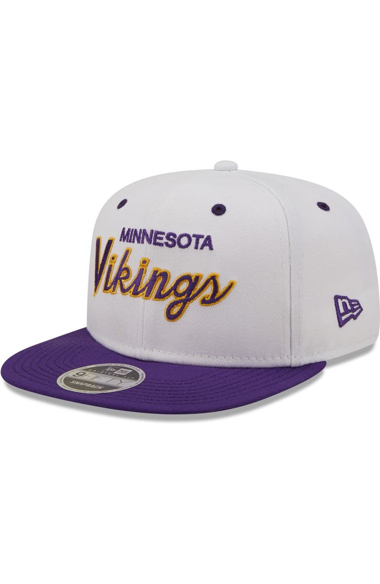 New Era Men's New Era White/Purple Minnesota Vikings Sparky Original 9FIFTY Snapback Hat, Main, color, White