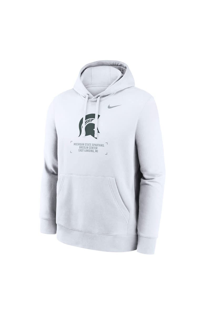 Nike Men's Nike White Michigan State Spartans Basketball Two-Hit Club Fleece Pullover Hoodie, Alternate, color, White