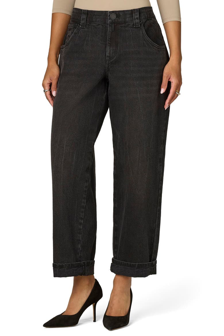 High Waist Ankle Relaxed Straight Leg Jeans, Main, color, WASHED BLACK ARTISANAL
