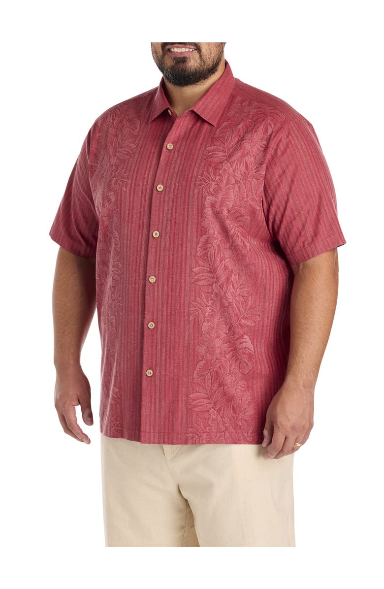 Tommy Bahama Big & Tall Maui Border Camp Shirt, Main, color, Deep Havana