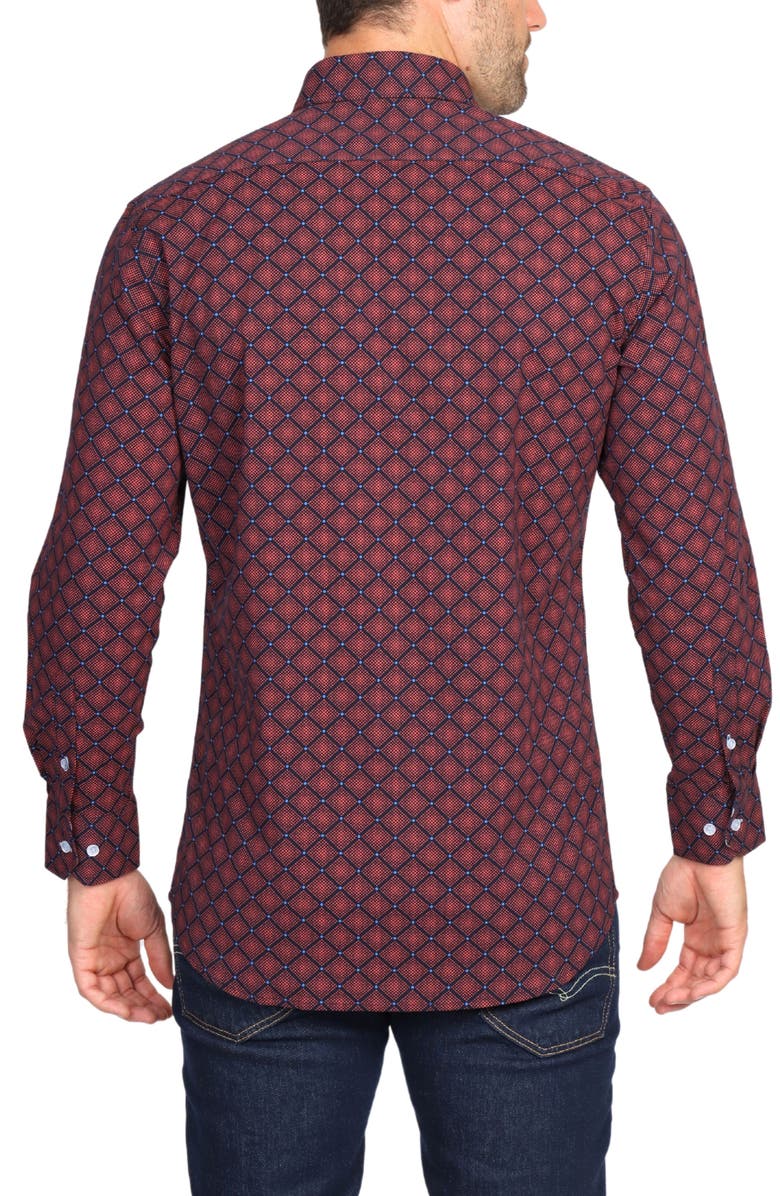 TailorByrd Regular Fit Geometric Stretch Cotton Button-Up Shirt, Alternate, color, 