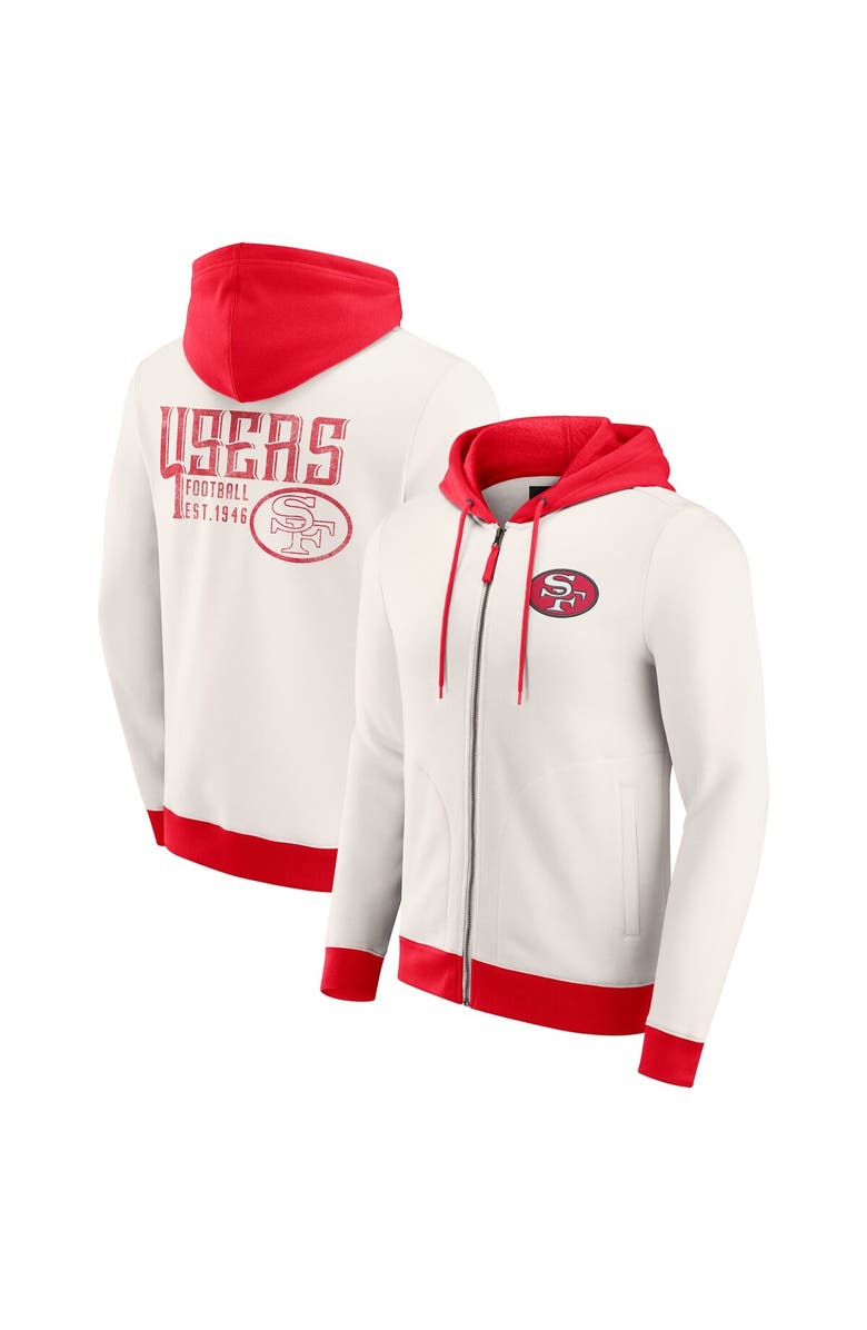Darius Rucker Collection by Fanatics Men's Darius Rucker Collection by Fanatics Cream San Francisco 49ers Distressed Graphics Full-Zip Hoodie, Main, color, Cream