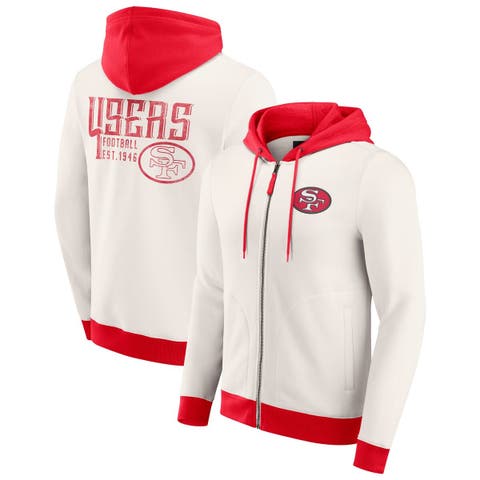 Men's Darius Rucker Collection by Fanatics Cream San Francisco 49ers Distressed Graphics Full-Zip Hoodie