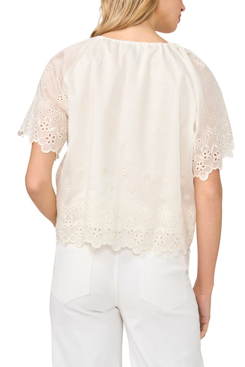 Scallop Hem Eyelet Button-Up Shirt, Alternate, color, NEW IVORY