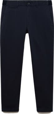 MANGO Slim Fit Flat Front Cotton Stretch Twill Chinos