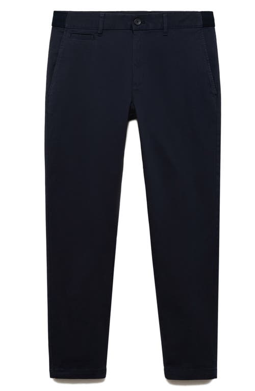Mango Slim Fit Flat Front Cotton Stretch Twill Chinos In Dark Navy