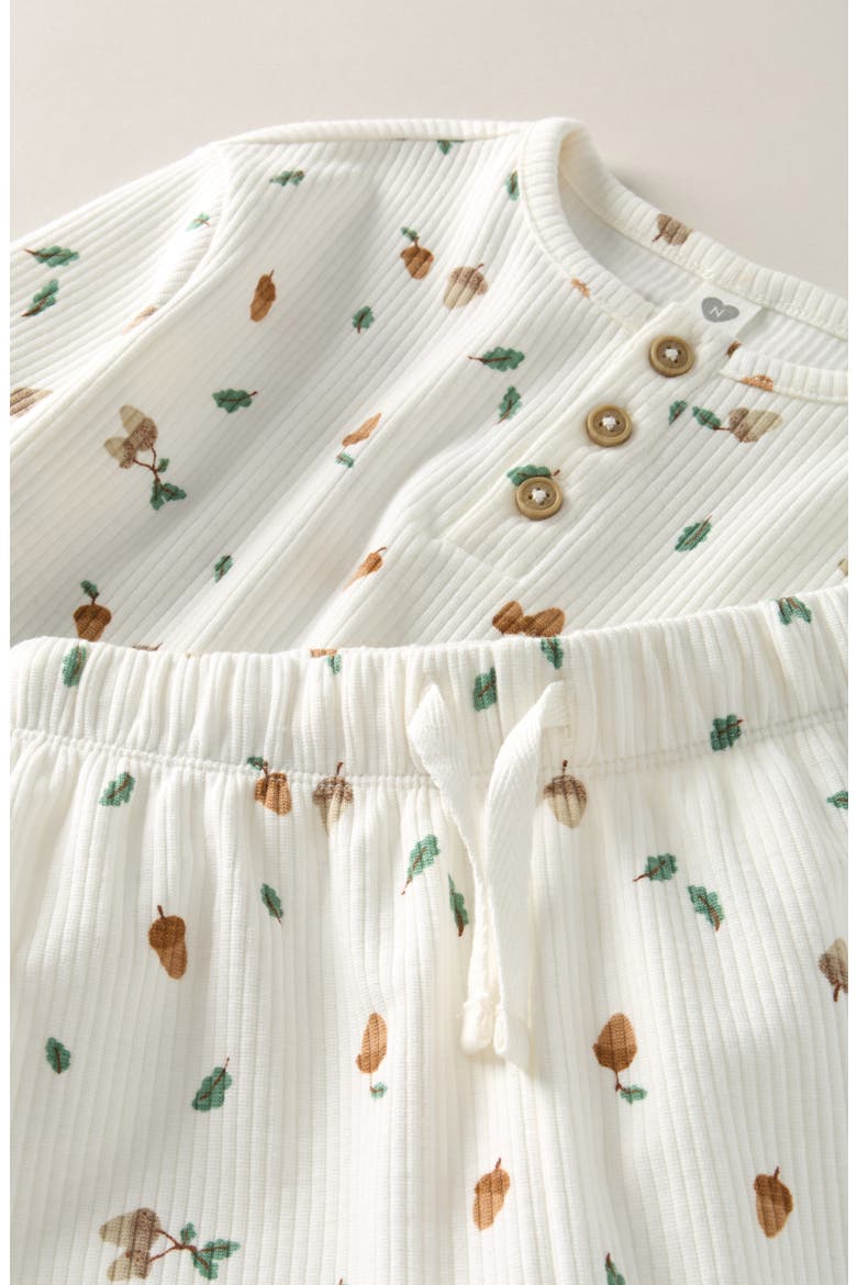 Kids' Henley Ribbed Set, Alternate, color, IVORY EGRET ACORNS