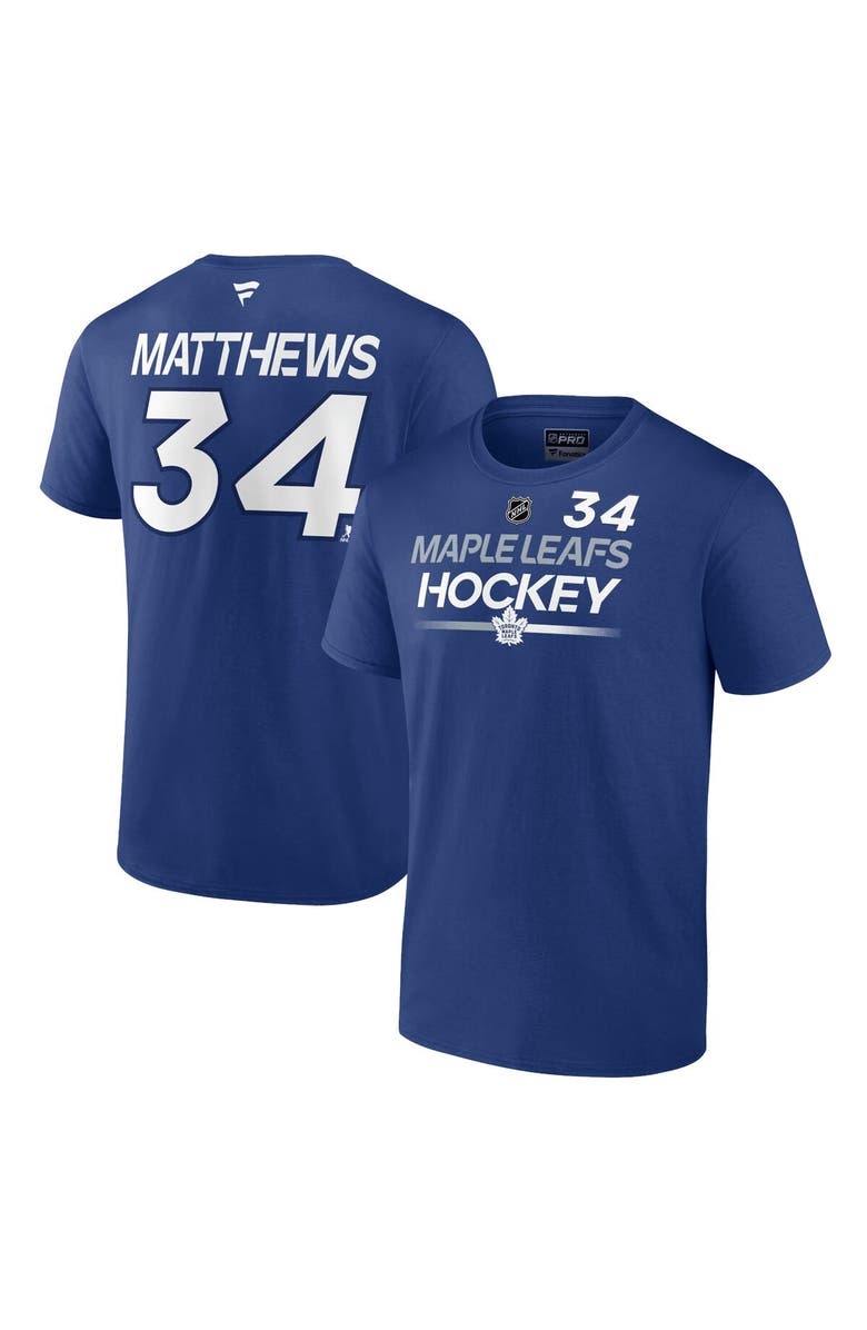 FANATICS Men's Fanatics Branded Auston Matthews Blue Toronto Maple Leafs Authentic Pro Prime Name & Number T-Shirt, Main, color, Blue