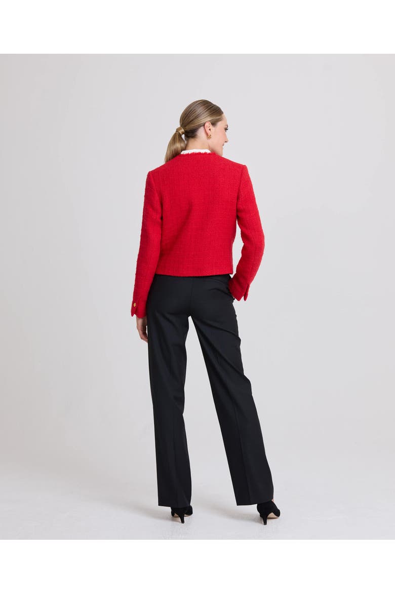 Pauline Cropped Wool Blend Boucle Jacket, Alternate, color, Poppy Red