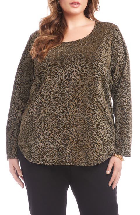 Metallic Leopard Knit Top (Plus)