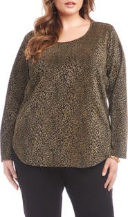Karen Kane Metallic Leopard Knit Top