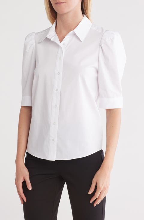 Elbow Sleeve Button-Up Shirt
