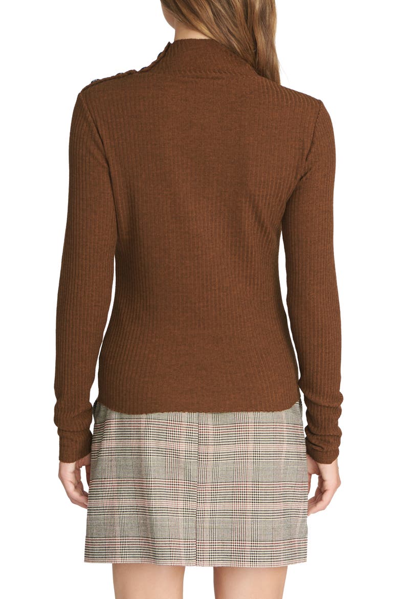 Mandy Button Detail Mock Turtleneck Sweater, Alternate, color, HEATHER EARTHSTONE