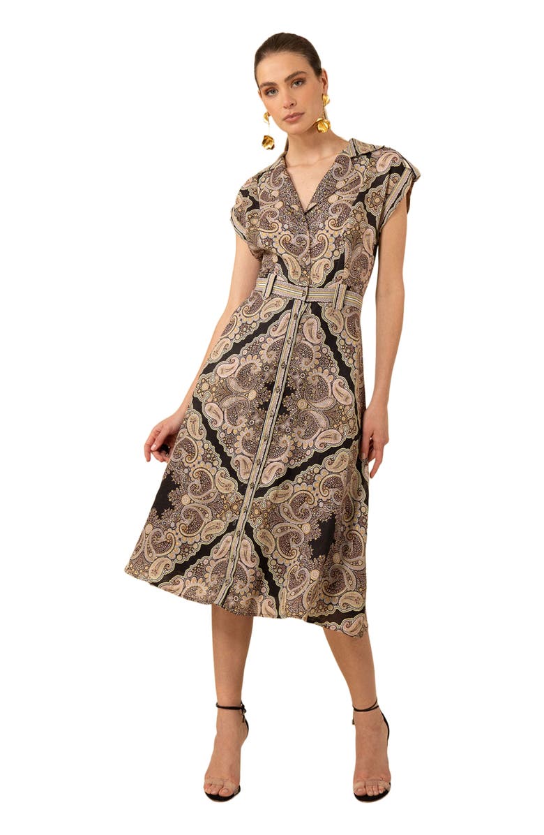 Hale Bob Priscilla Linen Midi Dress, Main, color, 