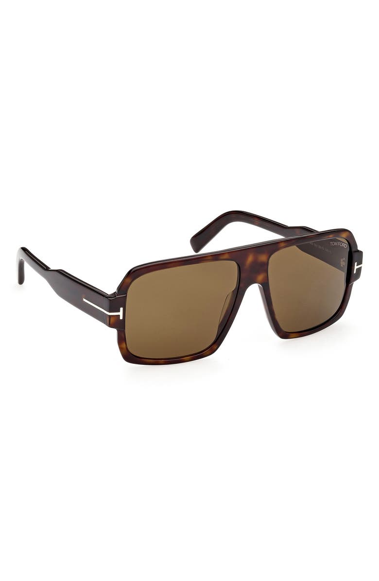 TOM FORD Camden 58mm Square Sunglasses, Alternate, color, Dark Havana / Roviex