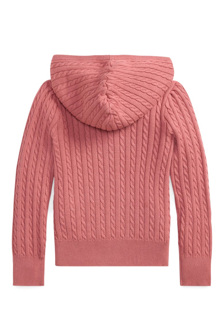 Kids' Mini Cable Cotton Cardigan Hoodie, Alternate, color, PINK