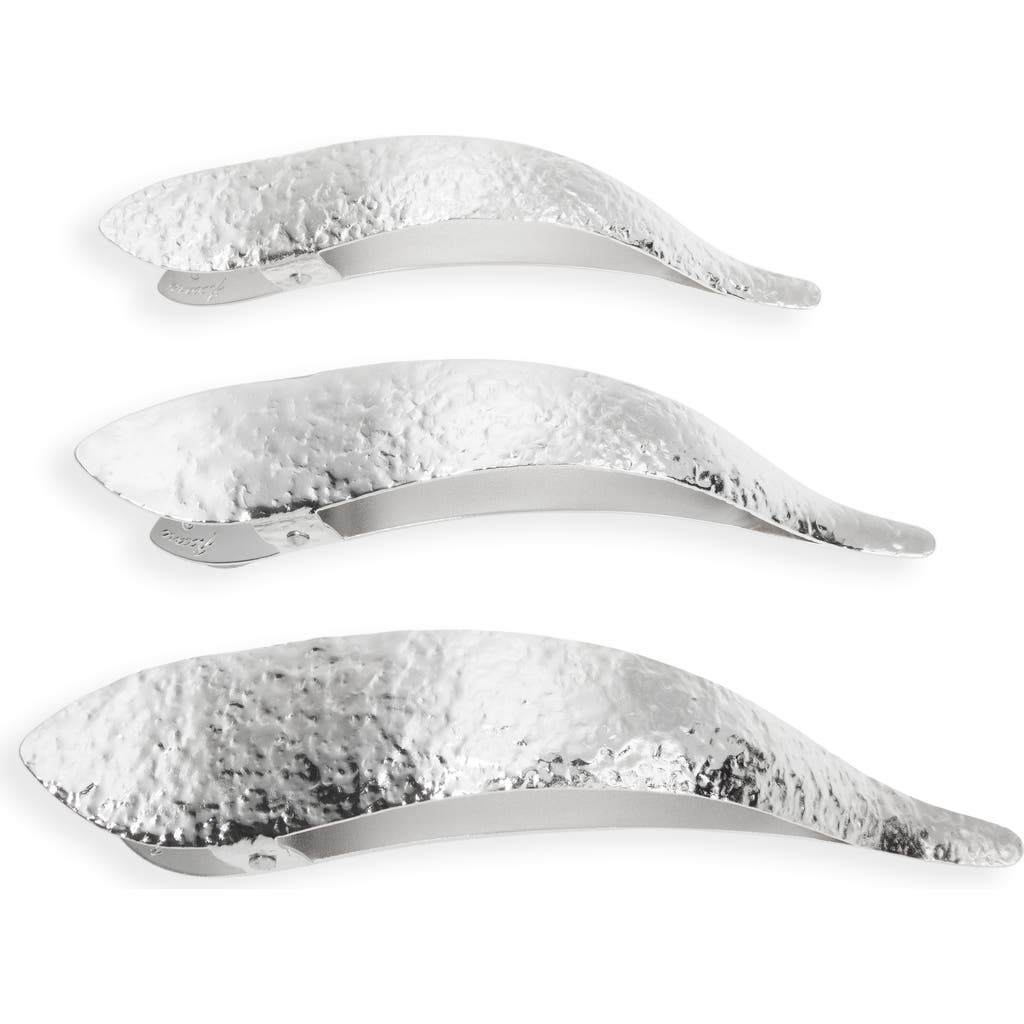 Ficcare Maximas Leaf Hammered Hair Clip In Silver Leaf